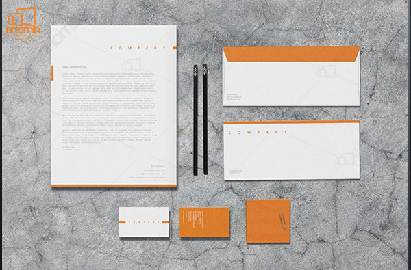 Mẫu thiết kế ấn phẩm văn phòng ấn tượng với tông màu cam trắng