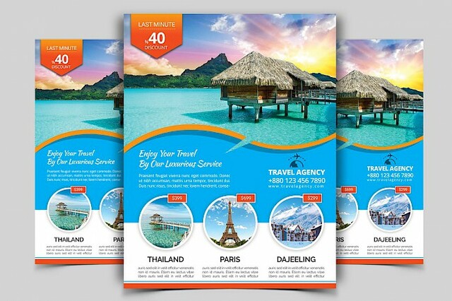 Mẫu tờ rơi quảng bá các gói du lịch hấp dẫn.
