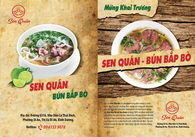 Nếu muốn giới thiệu về ẩm thực, hãy tận dụng những bức ảnh món ăn ngon mắt nhất in vào trung tâm của tờ rơi.