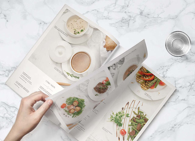 Thiết kế catalogue với hình ảnh sắc nét, ấn tượng giúp kích thích vị giác của thực khách