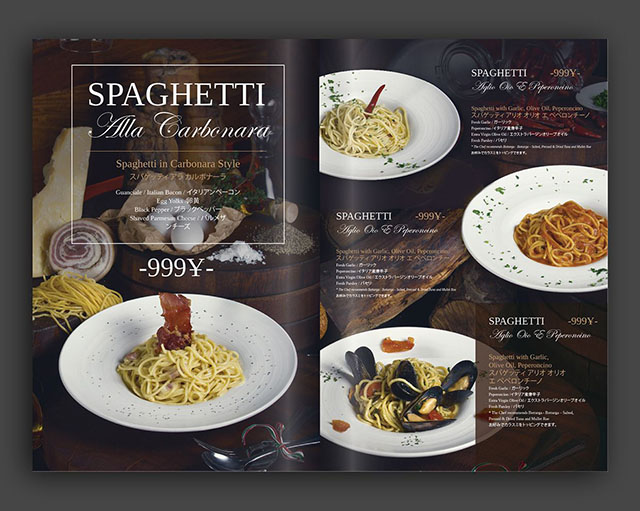 Catalogue nhà hàng giới thiệu về món ăn Spaghetti