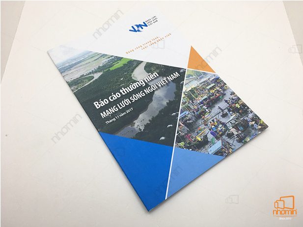 thiết kế in ấn catalogue báo cáo mạng lưới sông ngòi VN của VSN